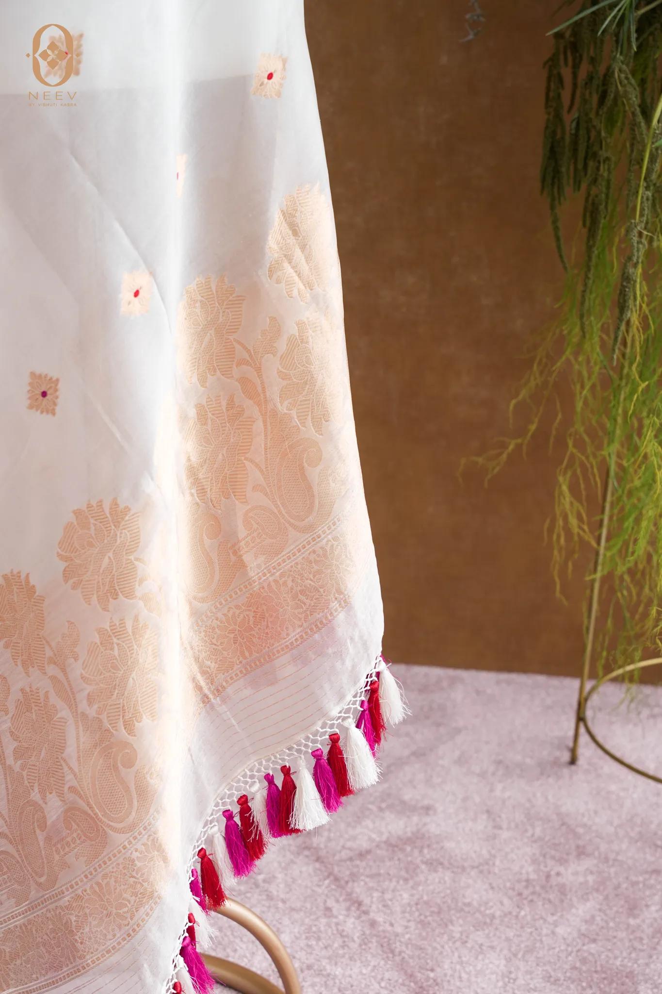 Kora Silk Meenakari Boota Dupatta