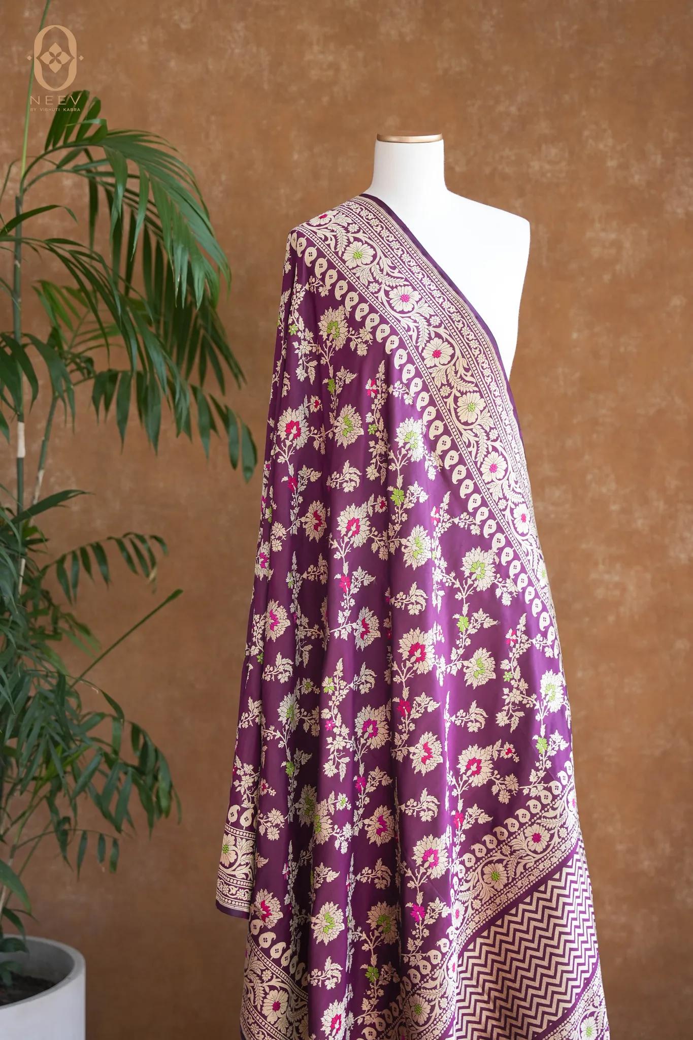 Katan Silk Jaal Meenakari Dupatta