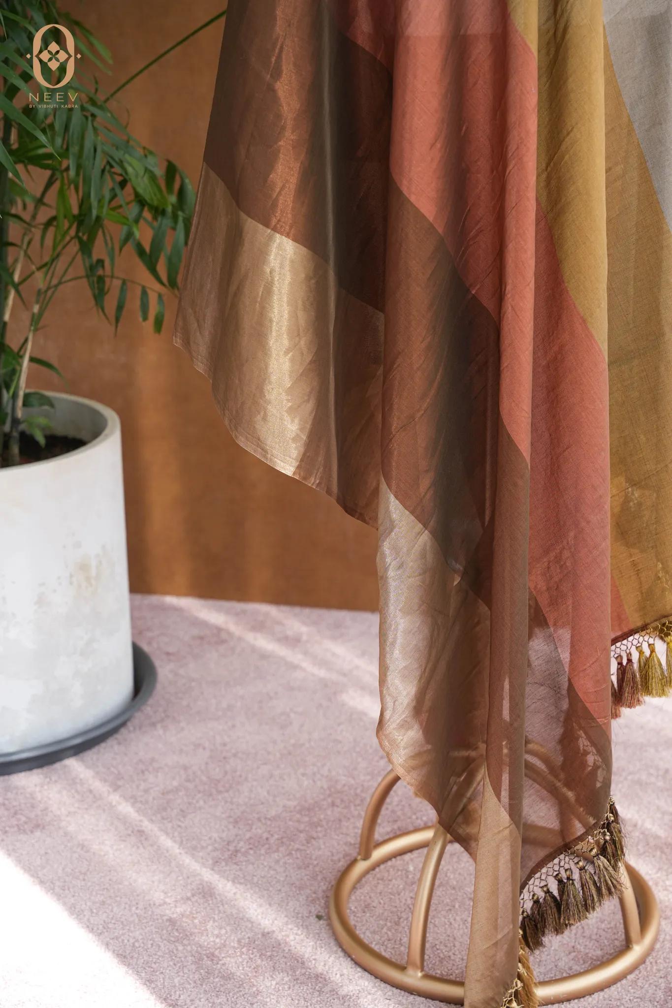 Multi-color Striped Tissue Dupatta