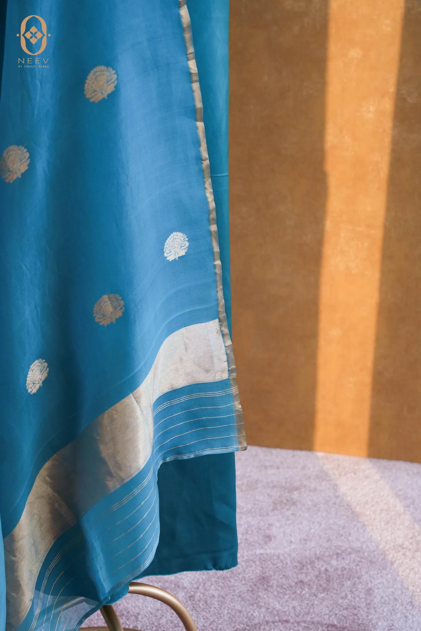 Fire Fly Ocean Blue Satin Suit Set