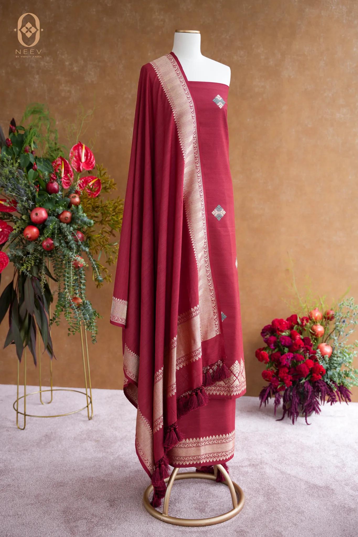 Ektara Munga Silk Phulkari Suit Set