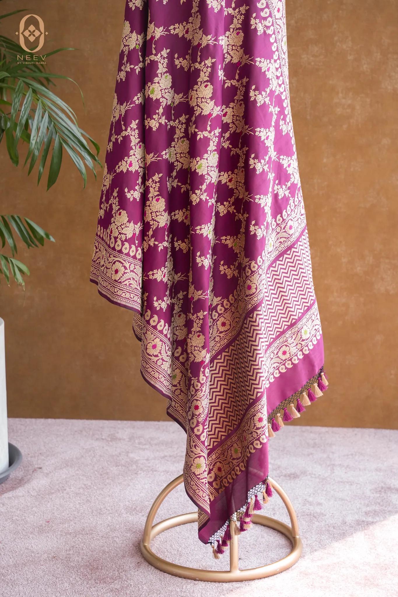 Katan Silk Jaal Meenakari Dupatta