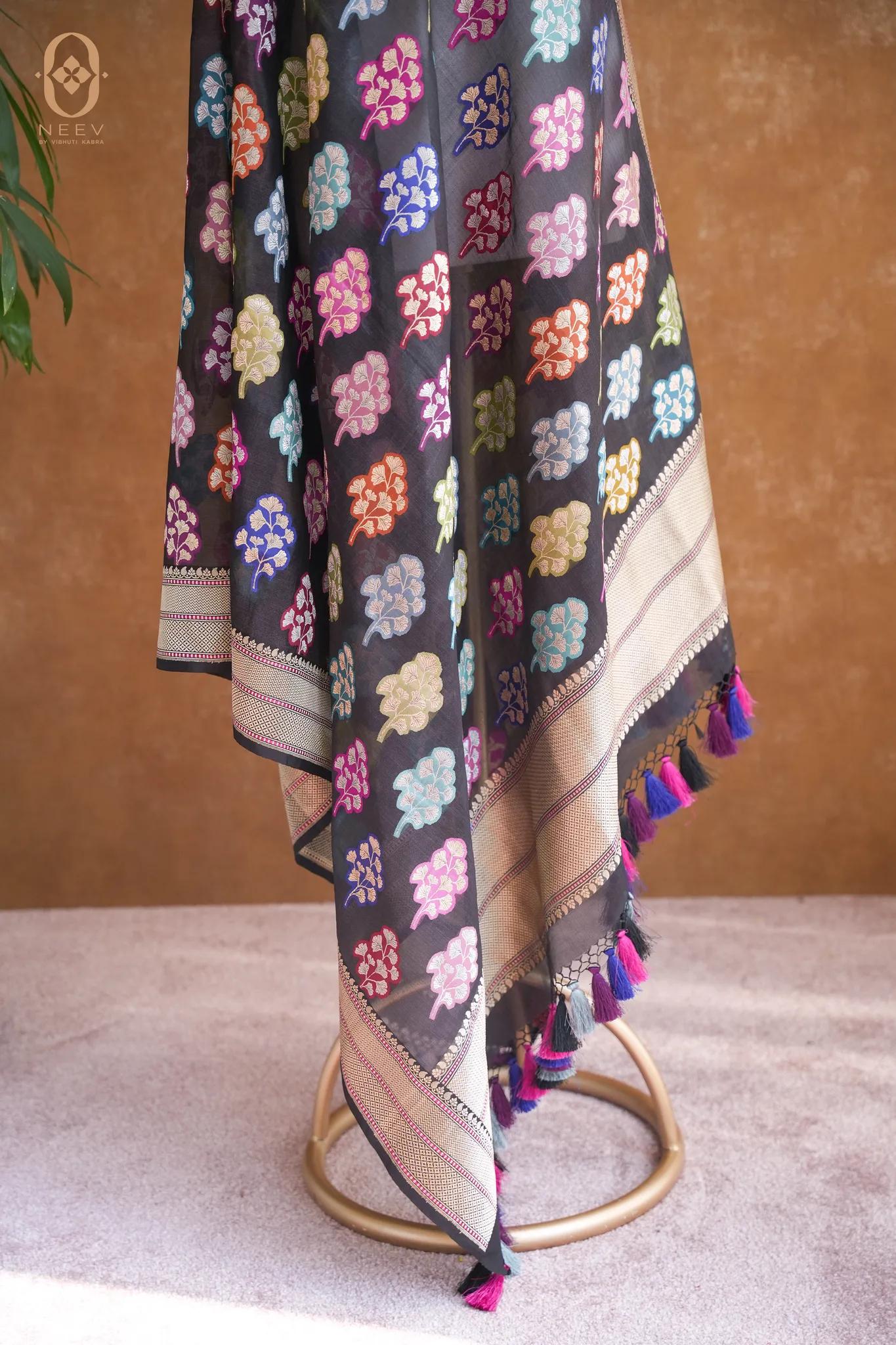 Kora Silk Meenakari Dupatta