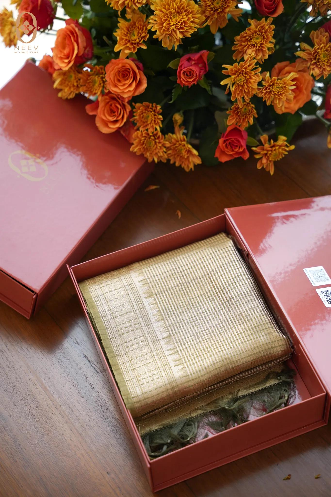 Mehendi Rang Chanderi Tissue Dupatta