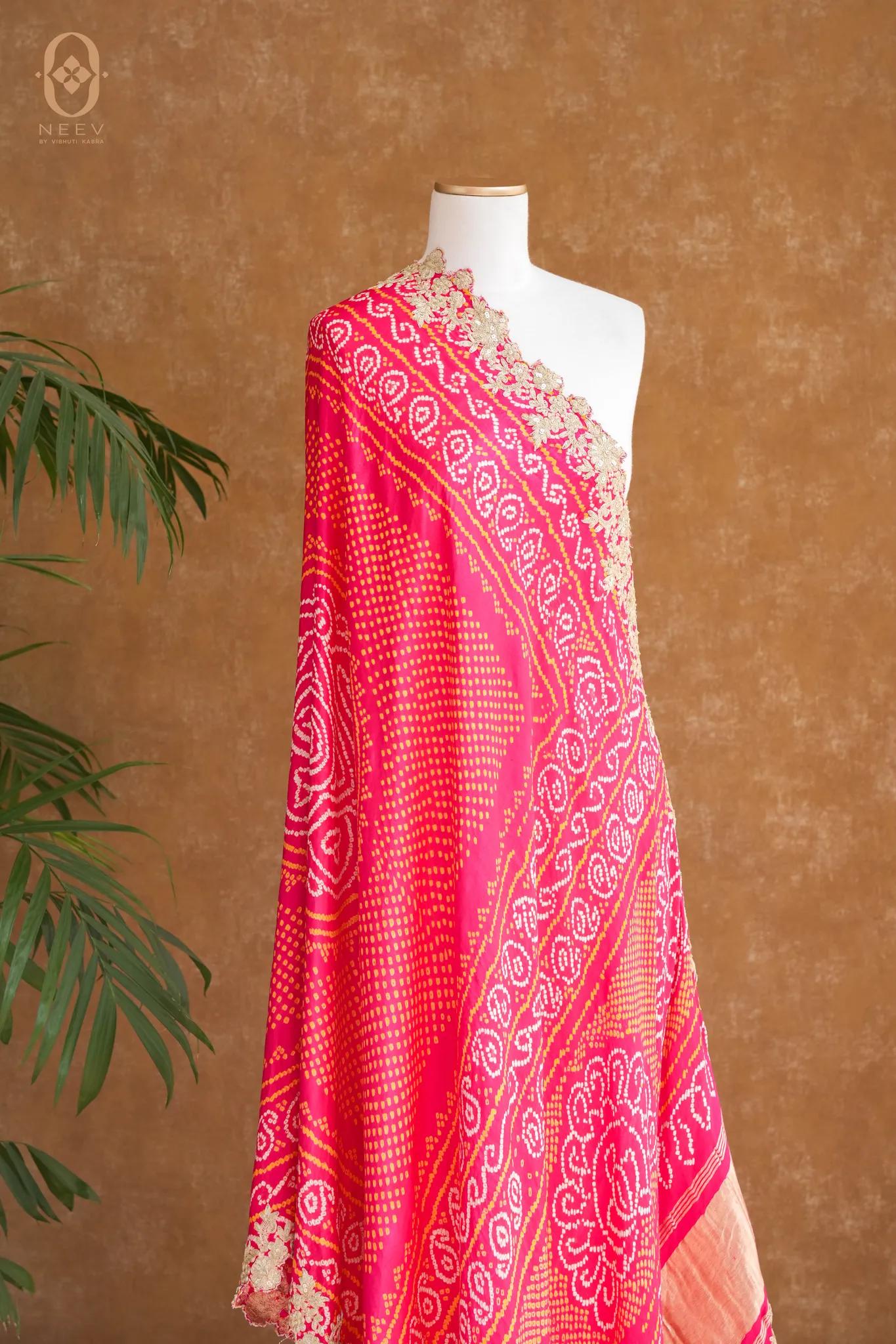 Pure Silk Bandhani Handwork Dupatta