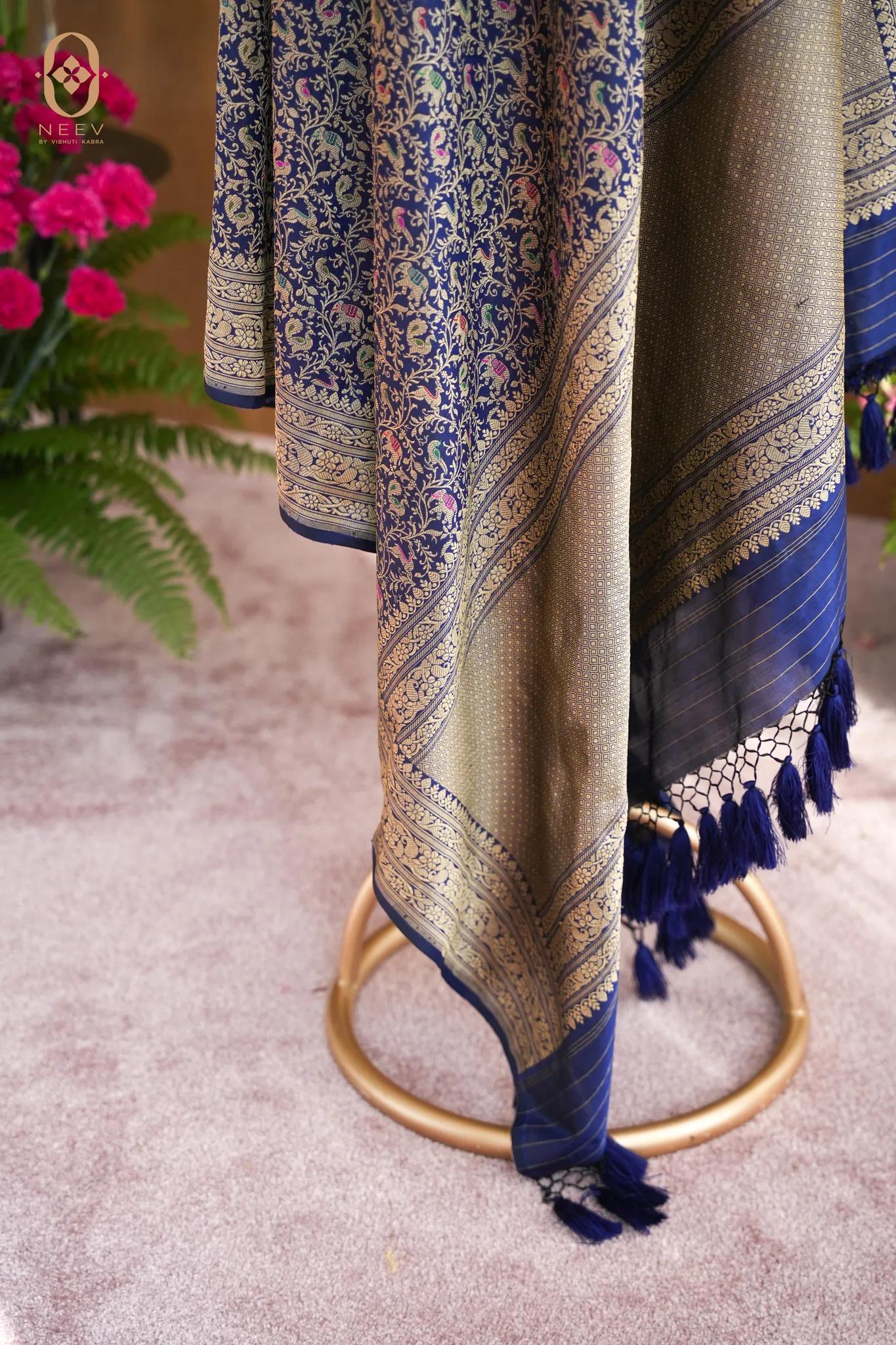 Katan Silk Jaal Meenakari Dupatta