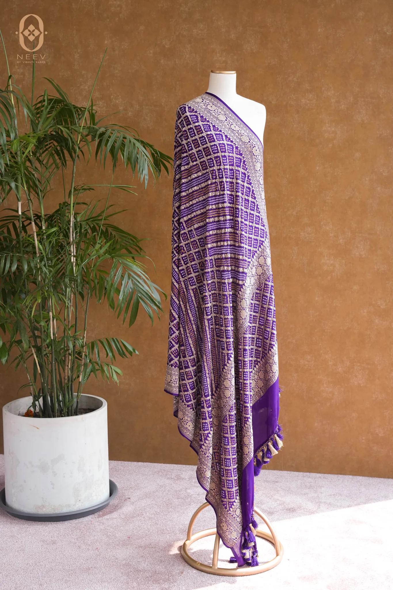 Purple Bandhani Dupatta