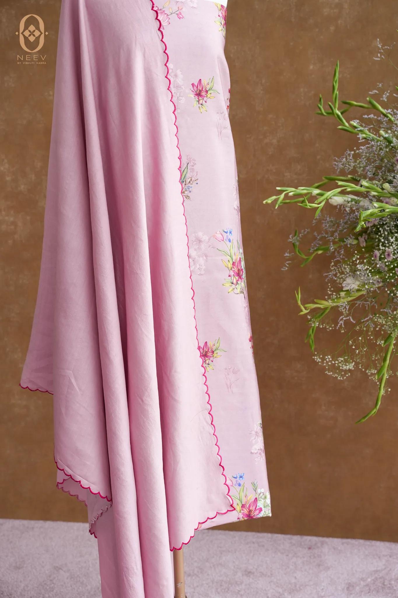 Printed Chinia Silk Suit Set