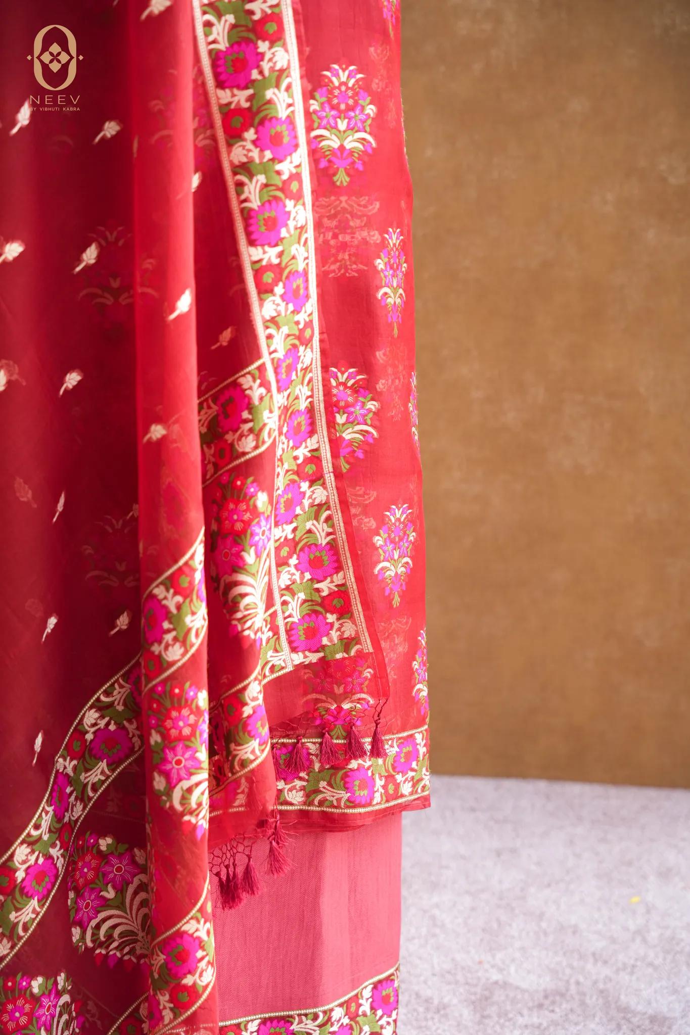 Kora Silk Multi Meenakari Suit Set