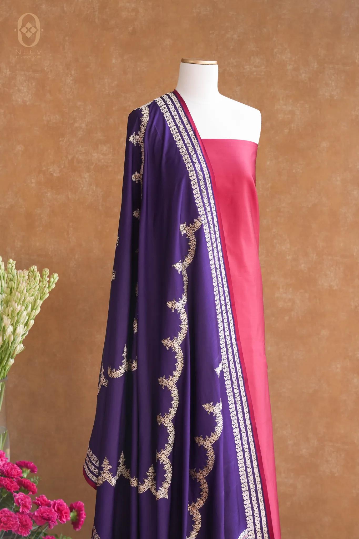 Double Satin Suit With Satin Silk Dupatta