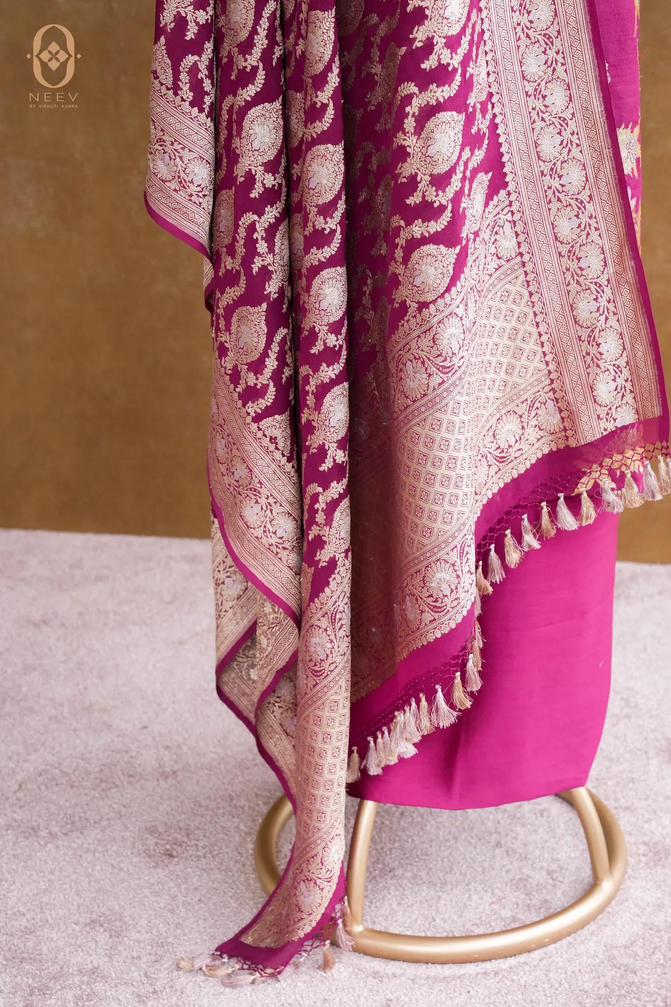 Tassar Silk Suit With Georgette Khadwa Jaal Dupatta