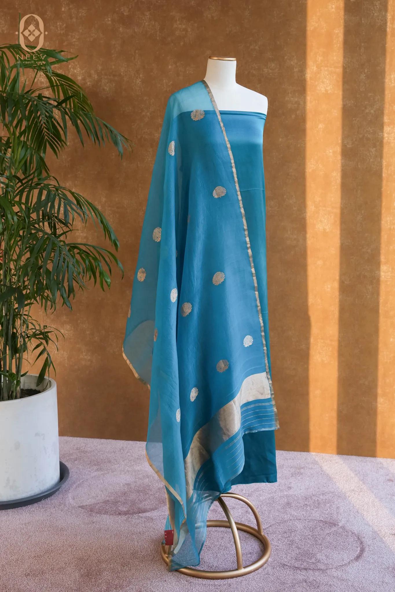Fire Fly Ocean Blue Satin Suit Set