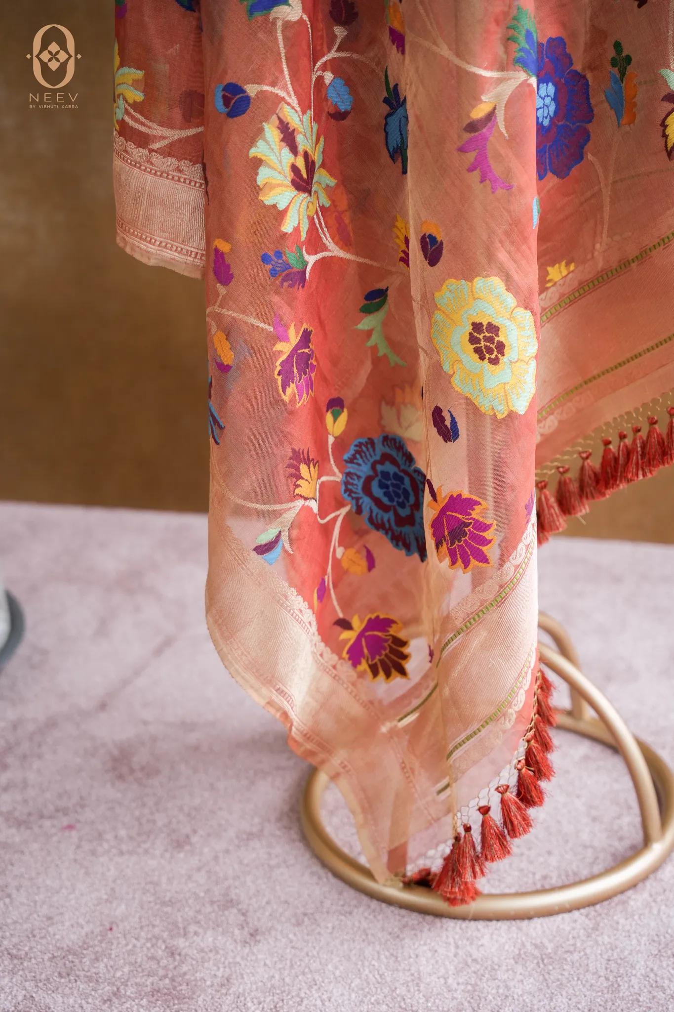 Premium Tissue Multi Meenakari Dupatta