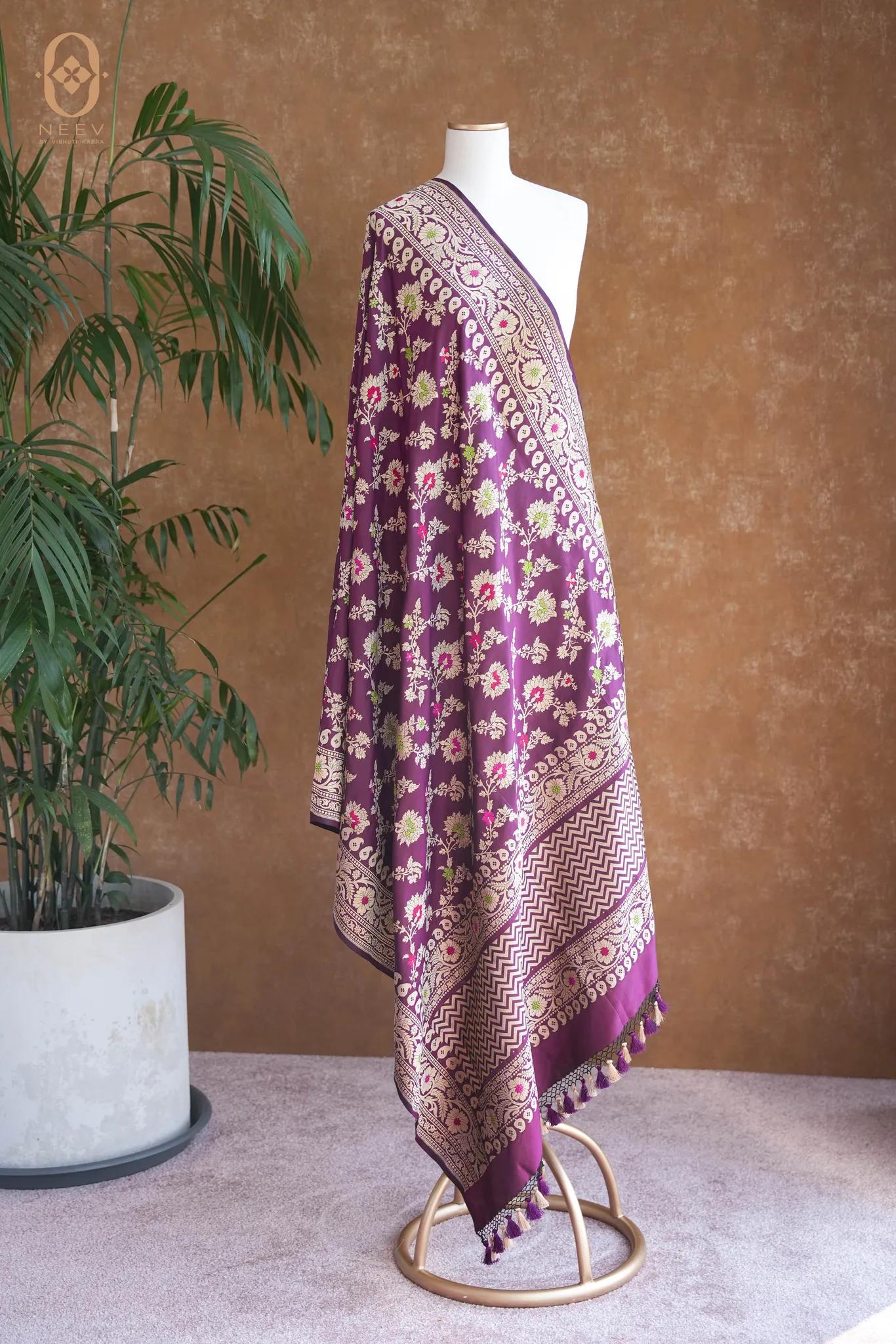 Katan Silk Jaal Meenakari Dupatta