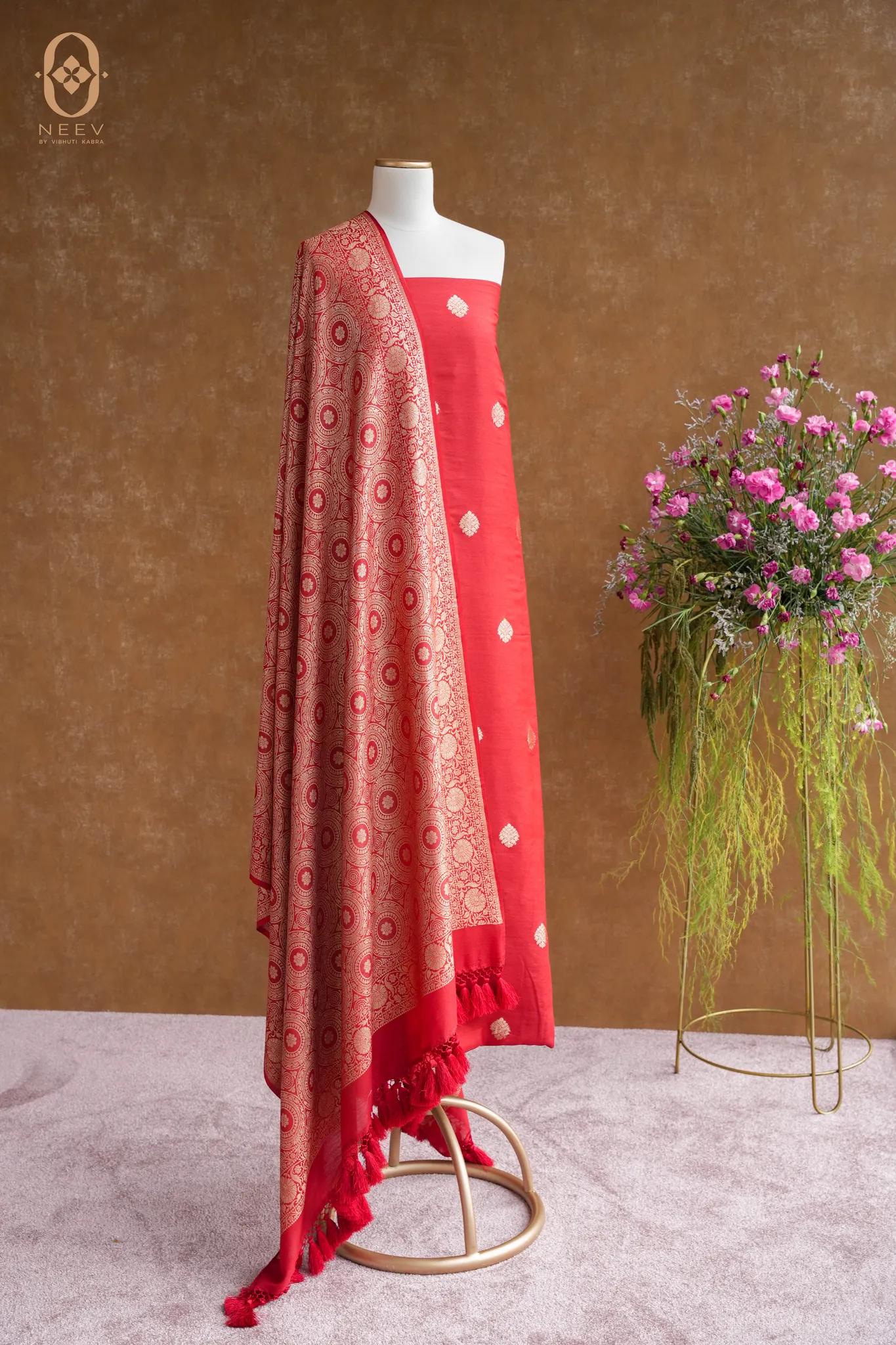 The Red Infinite Dhruvtara Suit Set