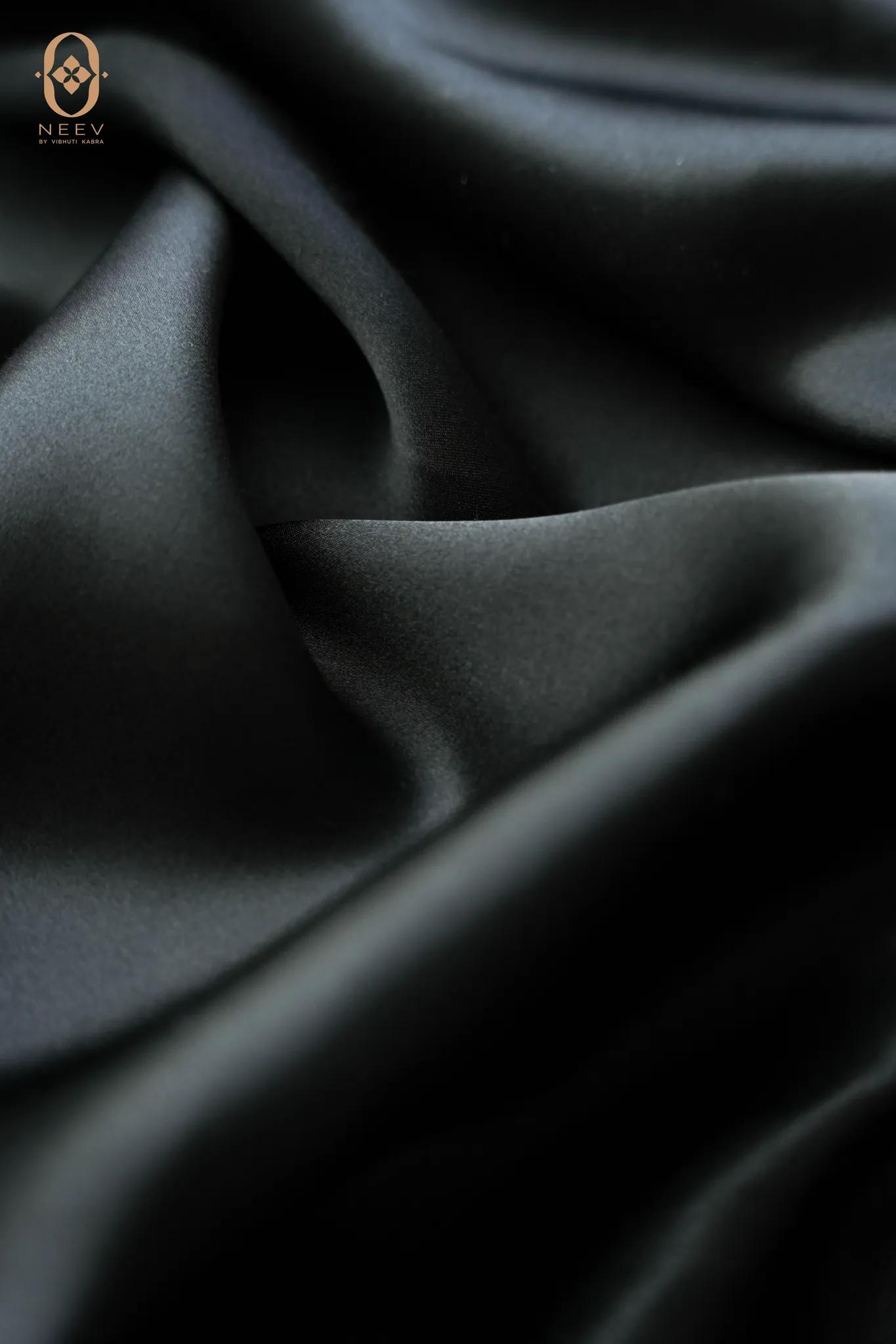 Fire Fly Black Rose Satin Fabric