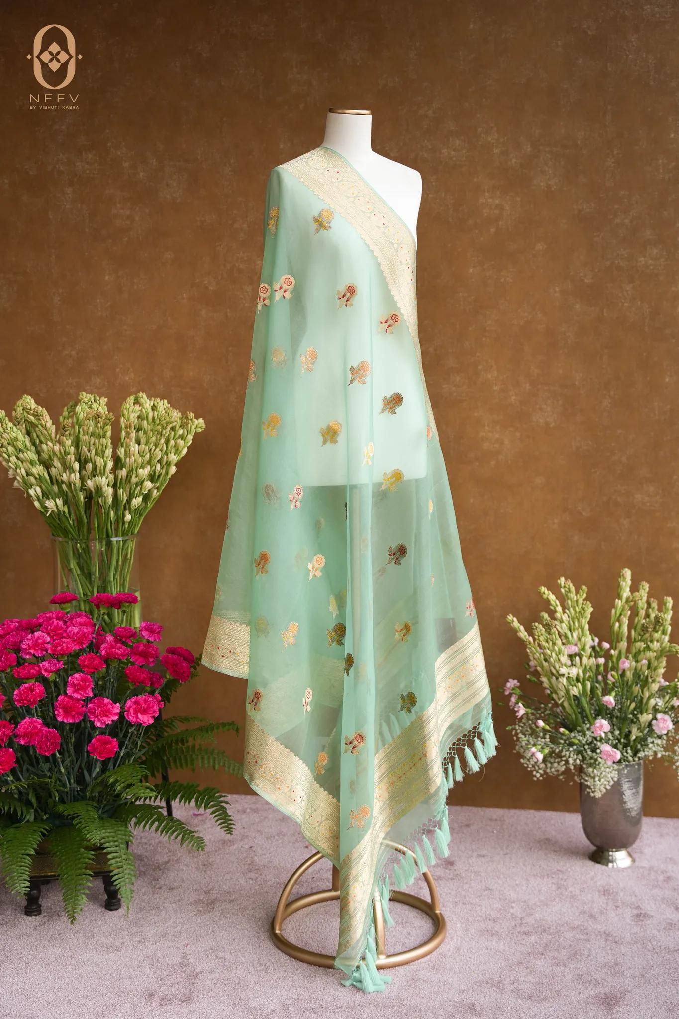 Kora Silk Meenakari Dupatta