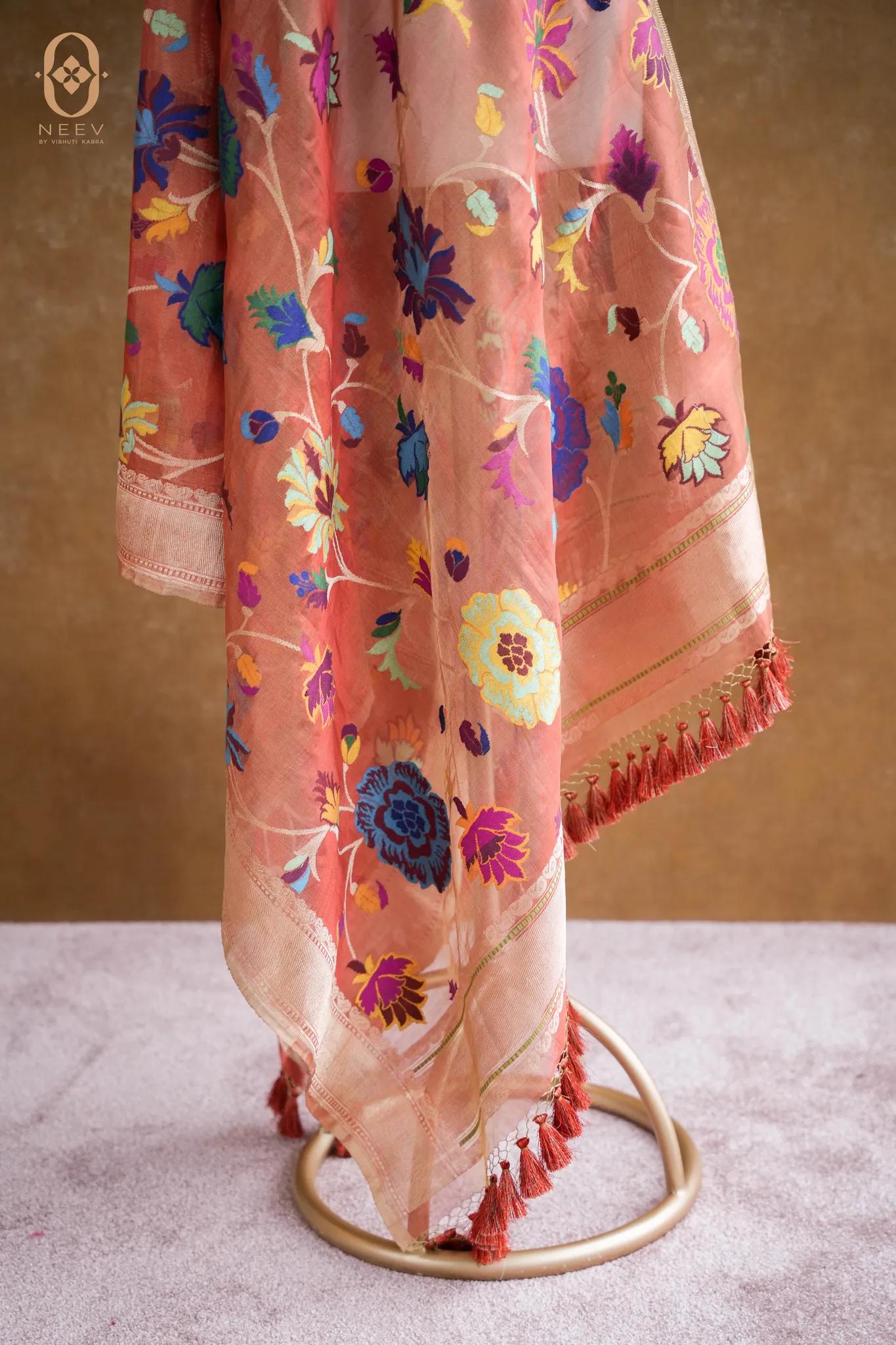 Premium Tissue Multi Meenakari Dupatta