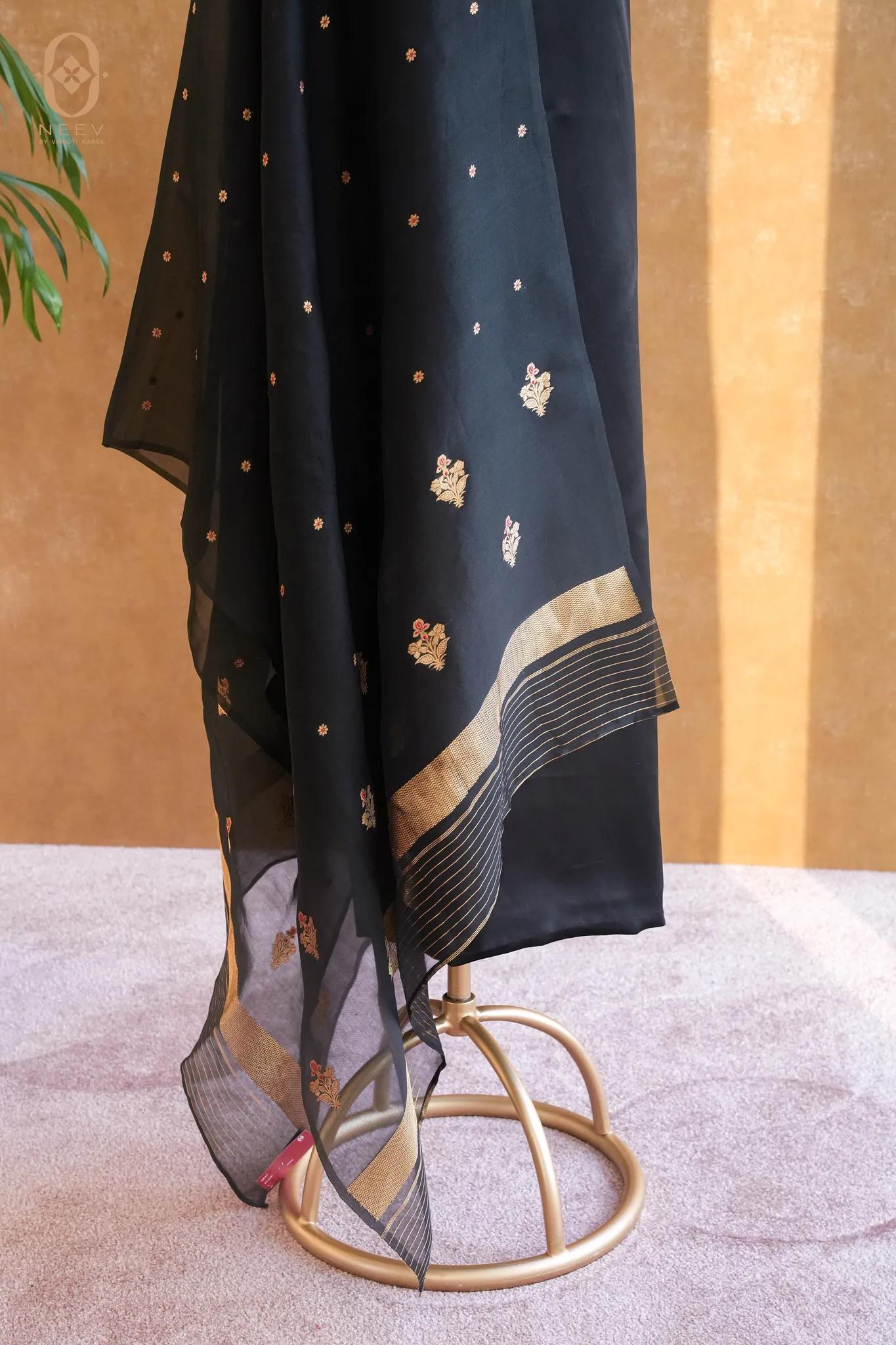 Fire Fly Black Rose Satin Suit Set