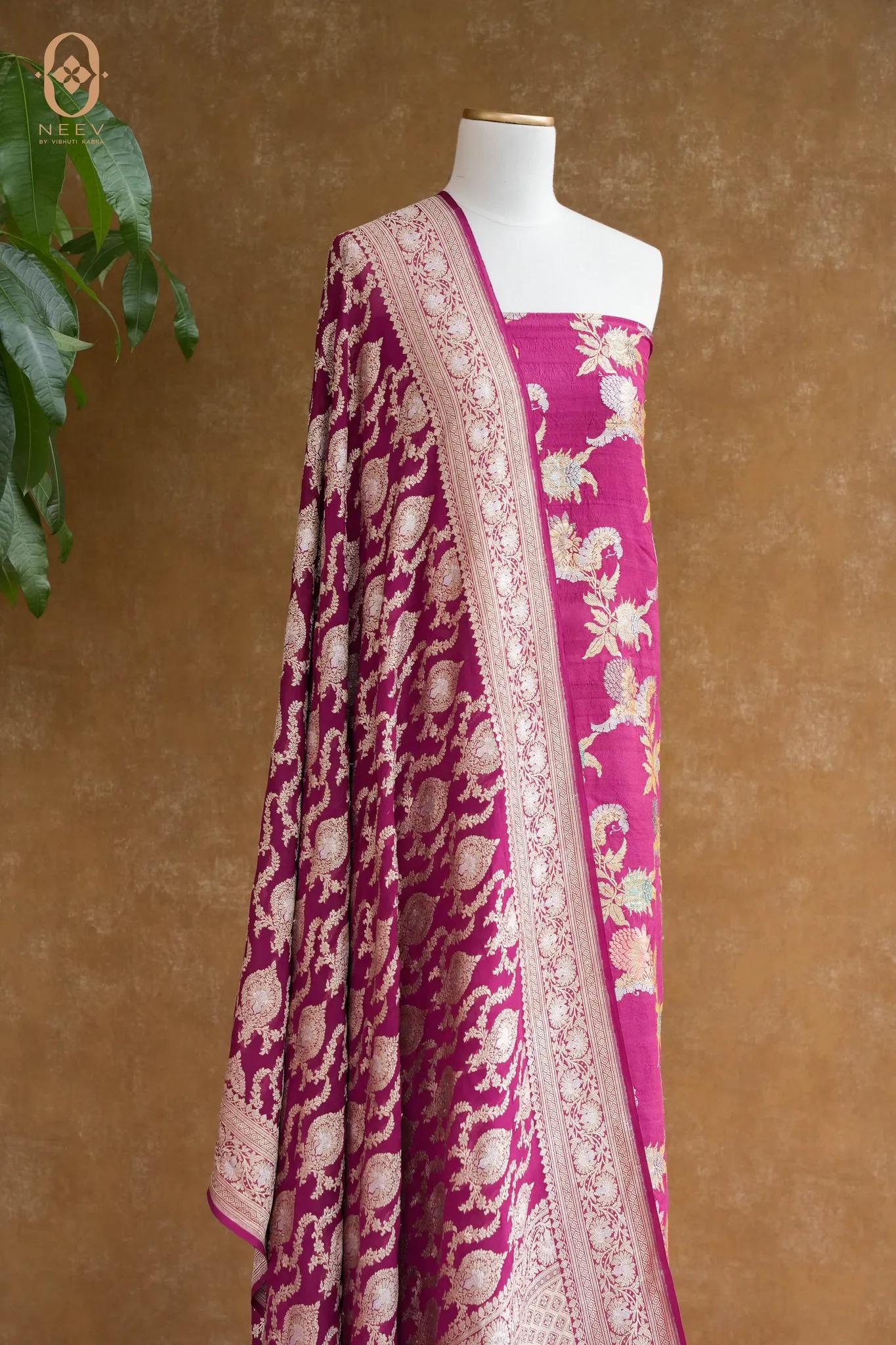 Tassar Silk Suit With Georgette Khadwa Jaal Dupatta
