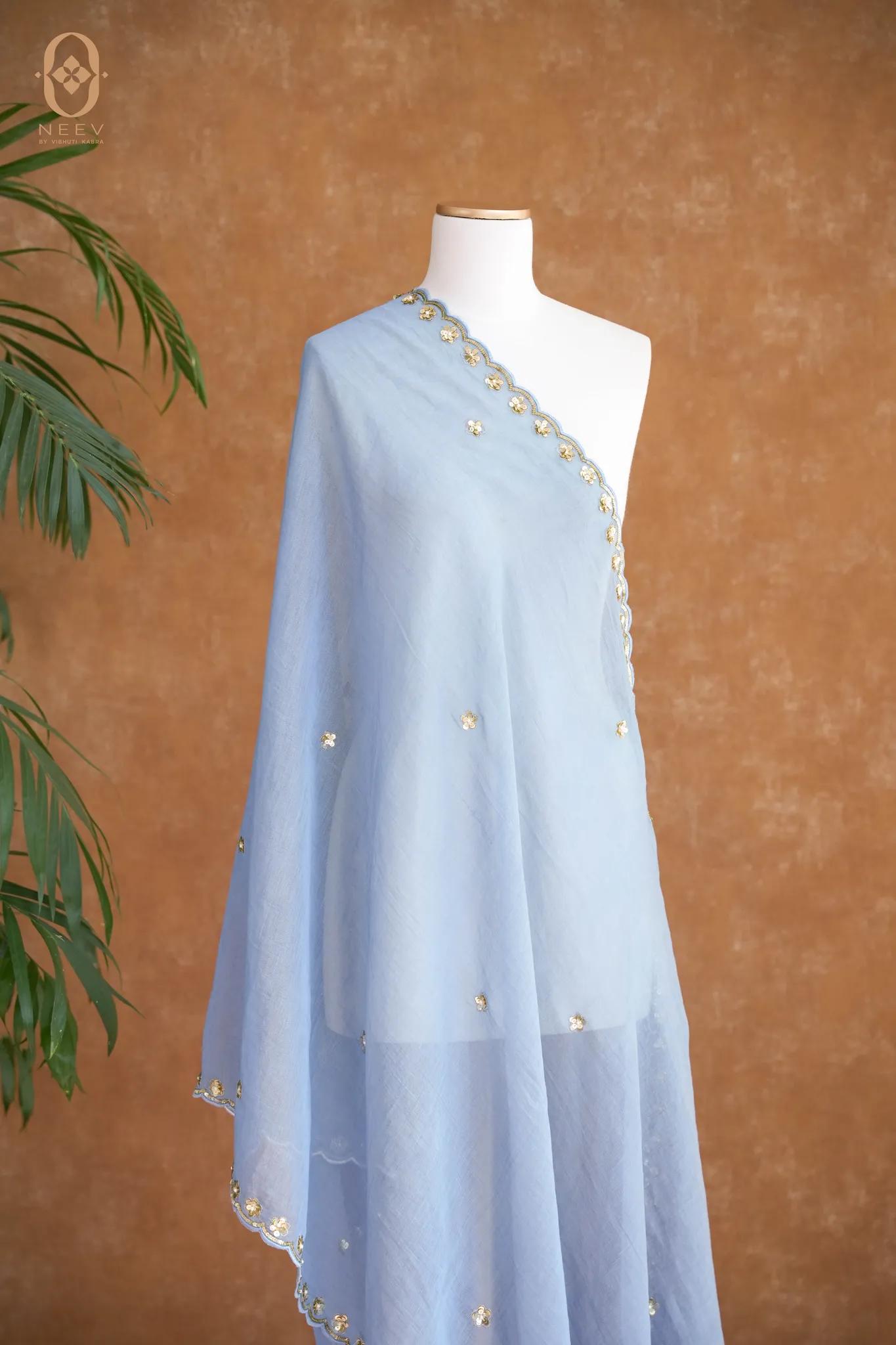 Daisy Mul Tissue Handwork Dupatta