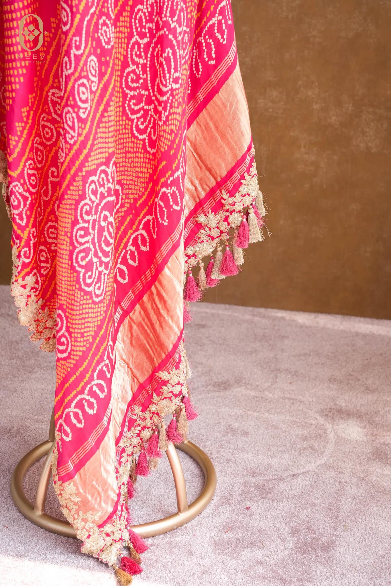 Pure Silk Bandhani Handwork Dupatta