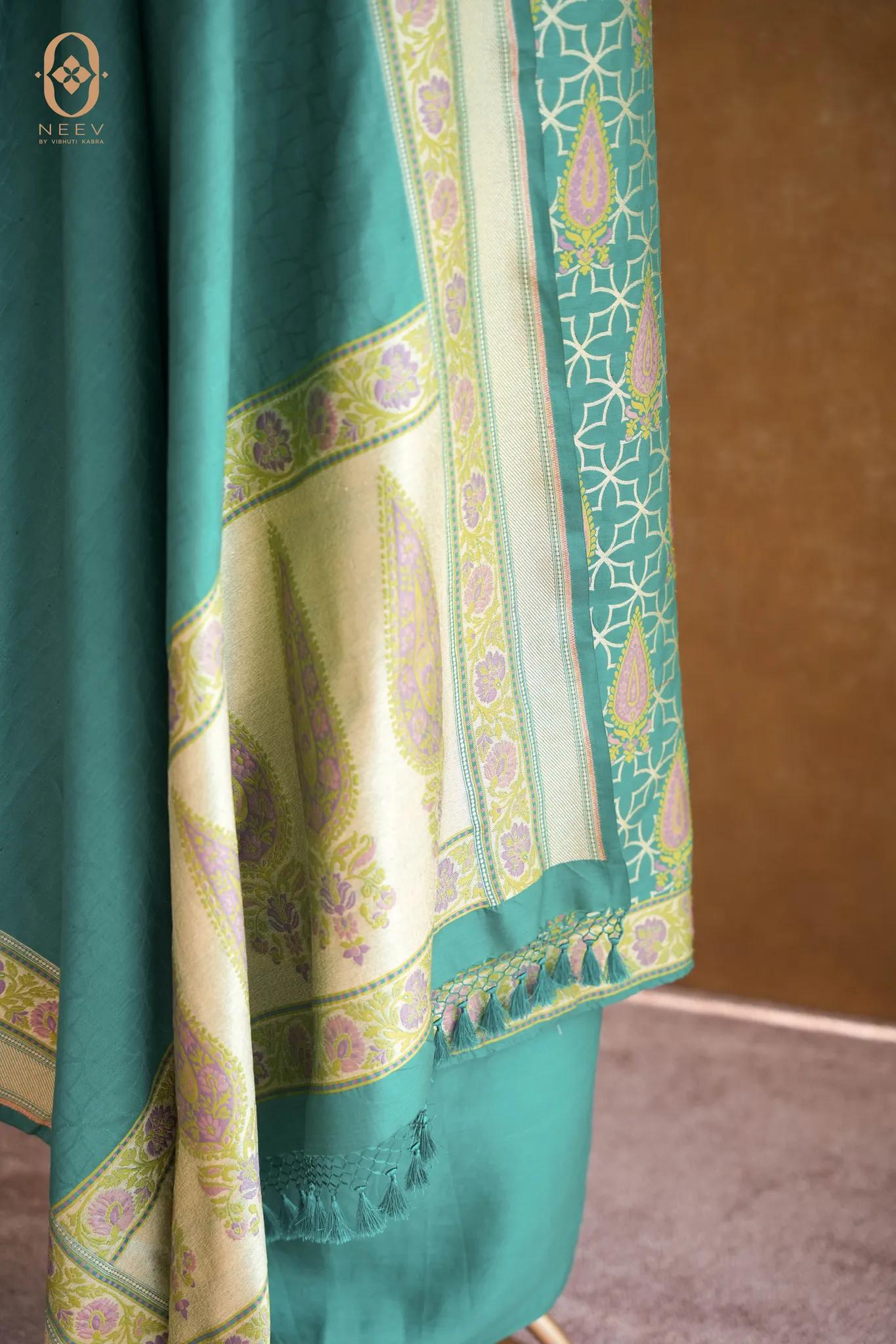 Multi Meenakari Katan Silk Suit Set