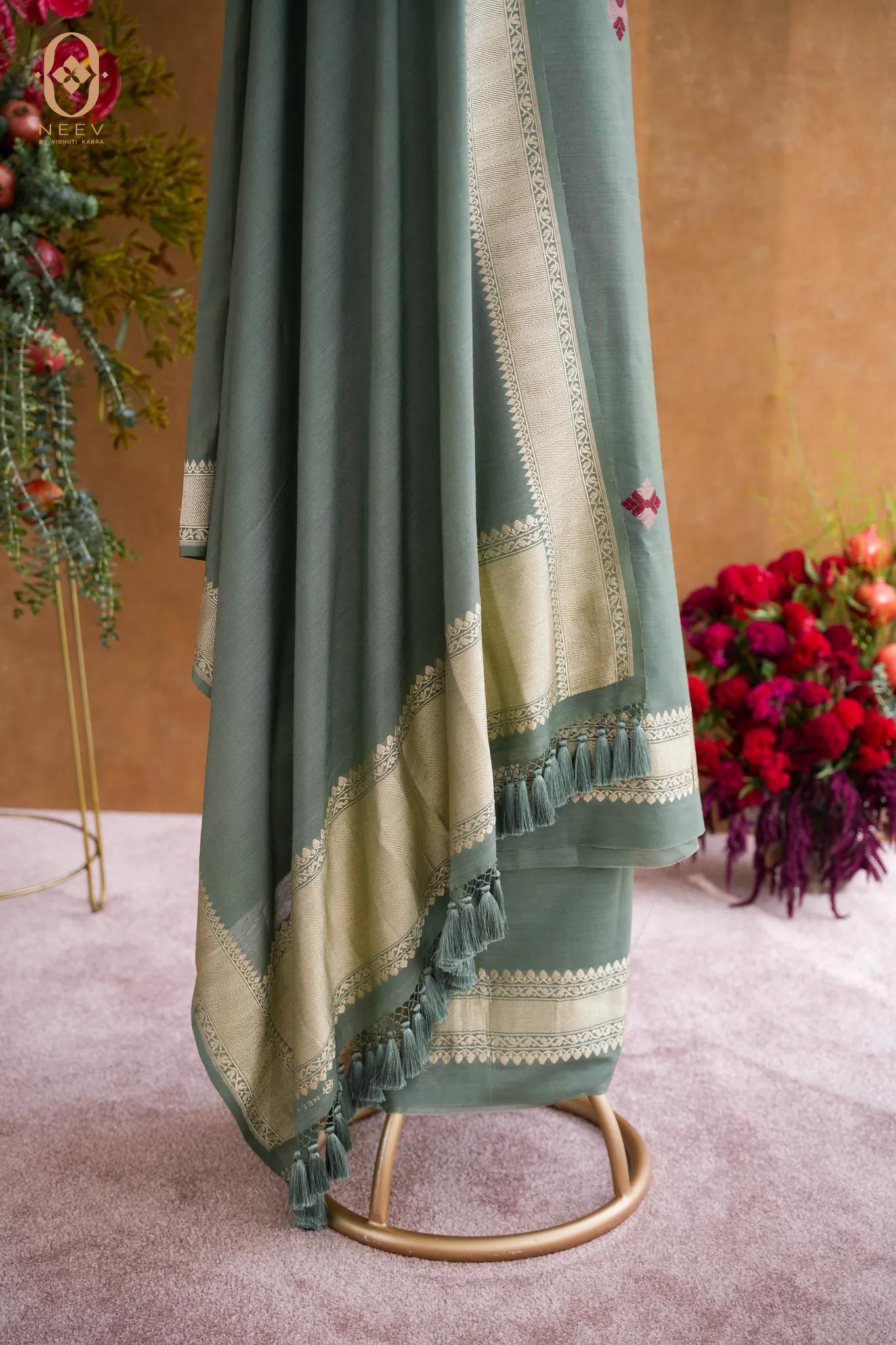 Ektara Munga Silk Phulkari Suit Set