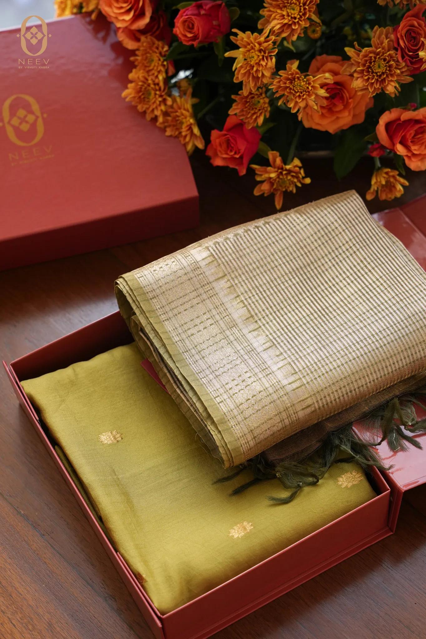 Mehendi Rang Chinia Tissue Suit Set