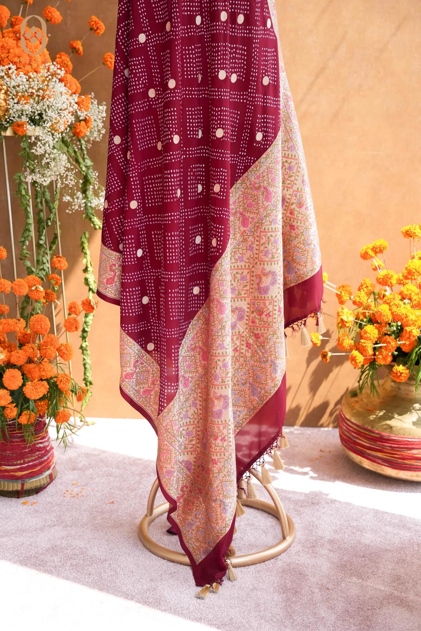 Katan Silk Paithani Bandhani Dupatta