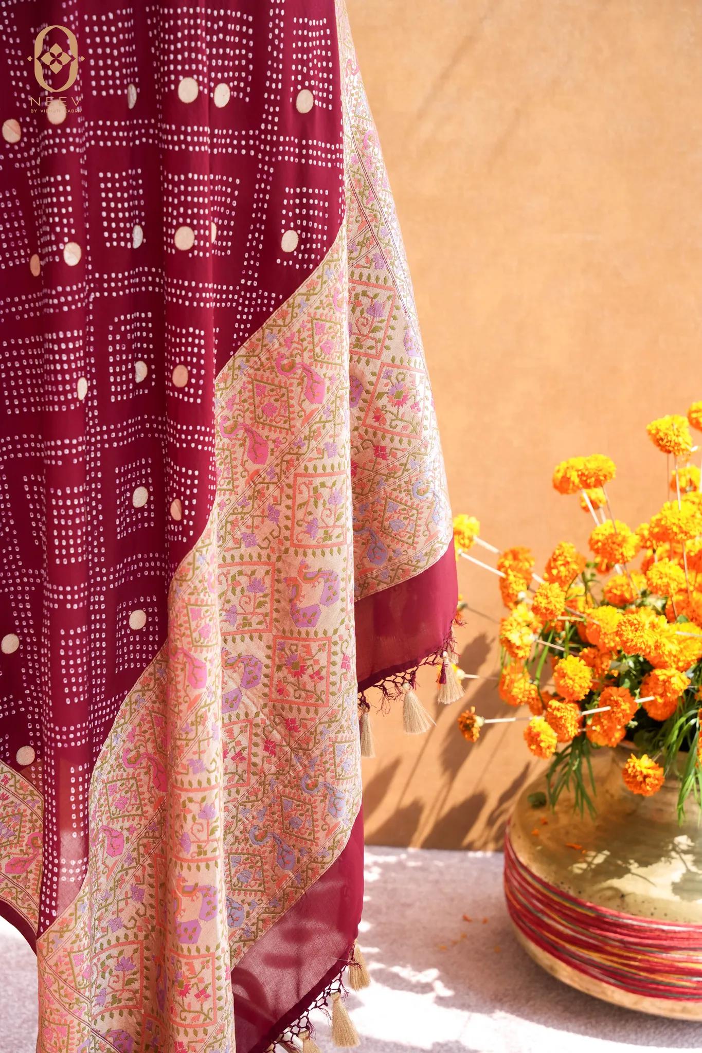 Katan Silk Paithani Bandhani Dupatta