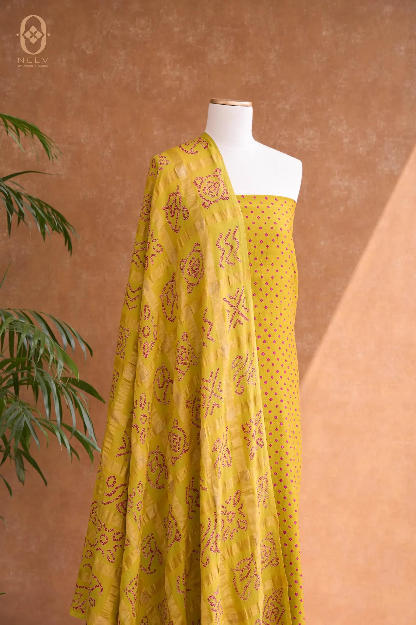 Katan Silk Bandhani Suit Set