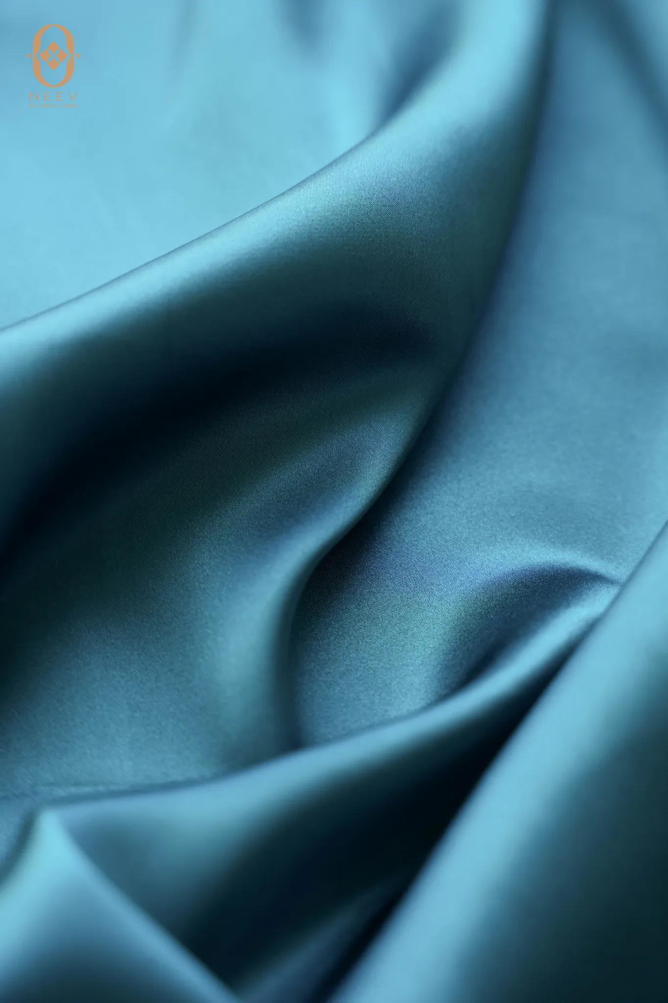 Fire Fly Ocean Blue Satin Fabric