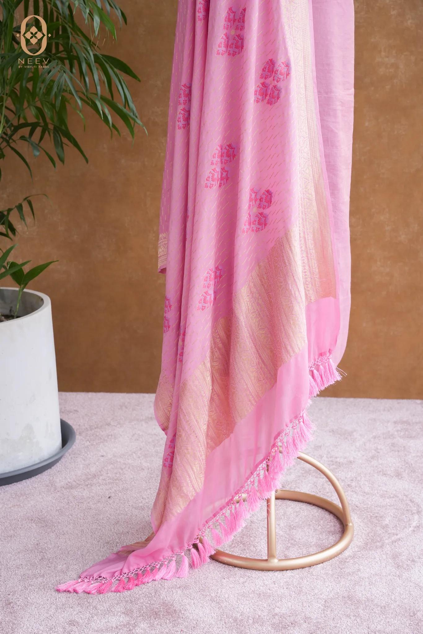 Multi Meenakari Munga Silk Suit Set