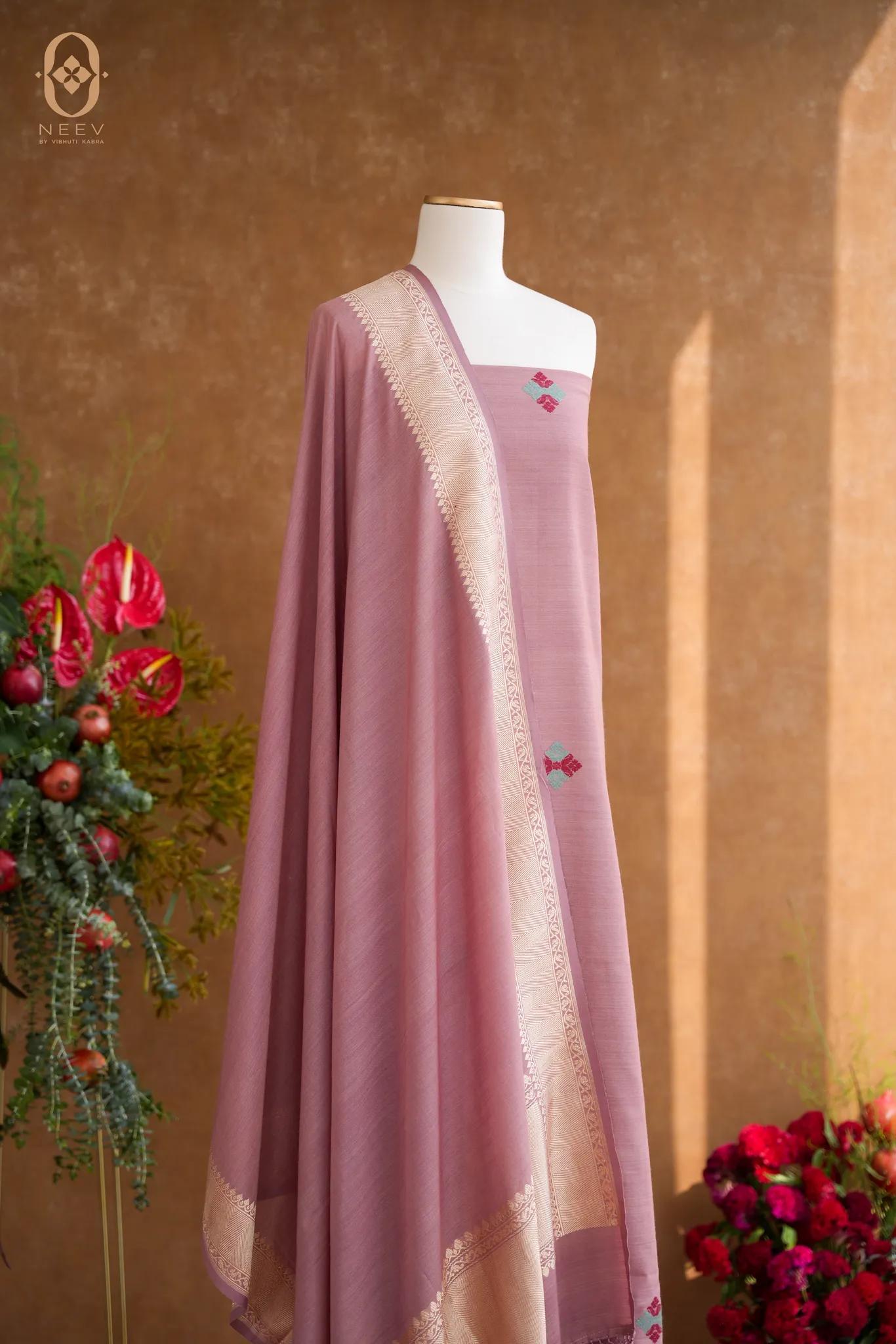 Ektara Munga Silk Phulkari Suit Set