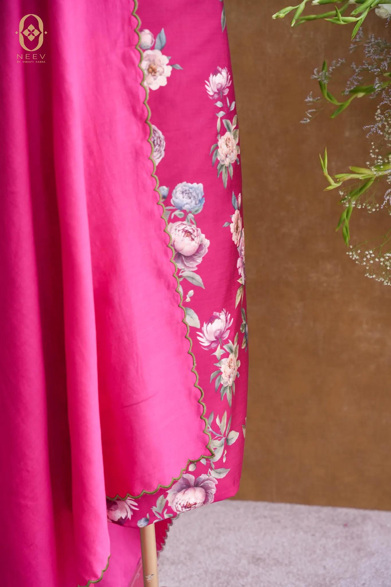Printed Chinia Silk Suit Set