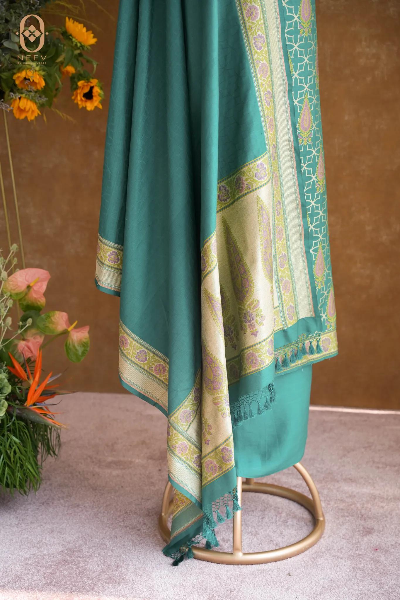 Multi Meenakari Katan Silk Suit Set